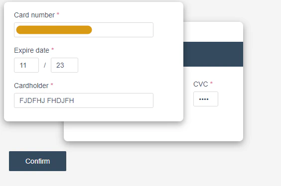 Confirm your bank card