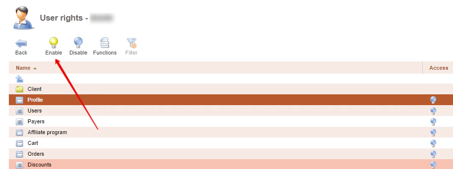Enable in the top menu