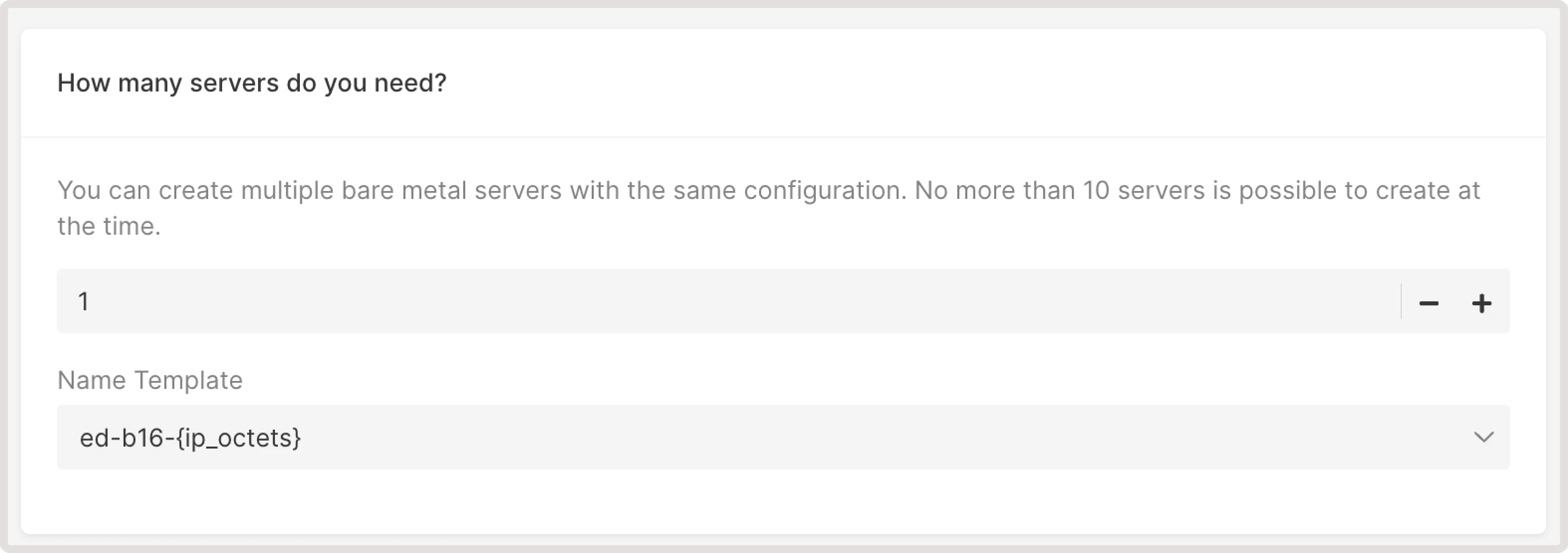 A menu with an option to choose a number of servers