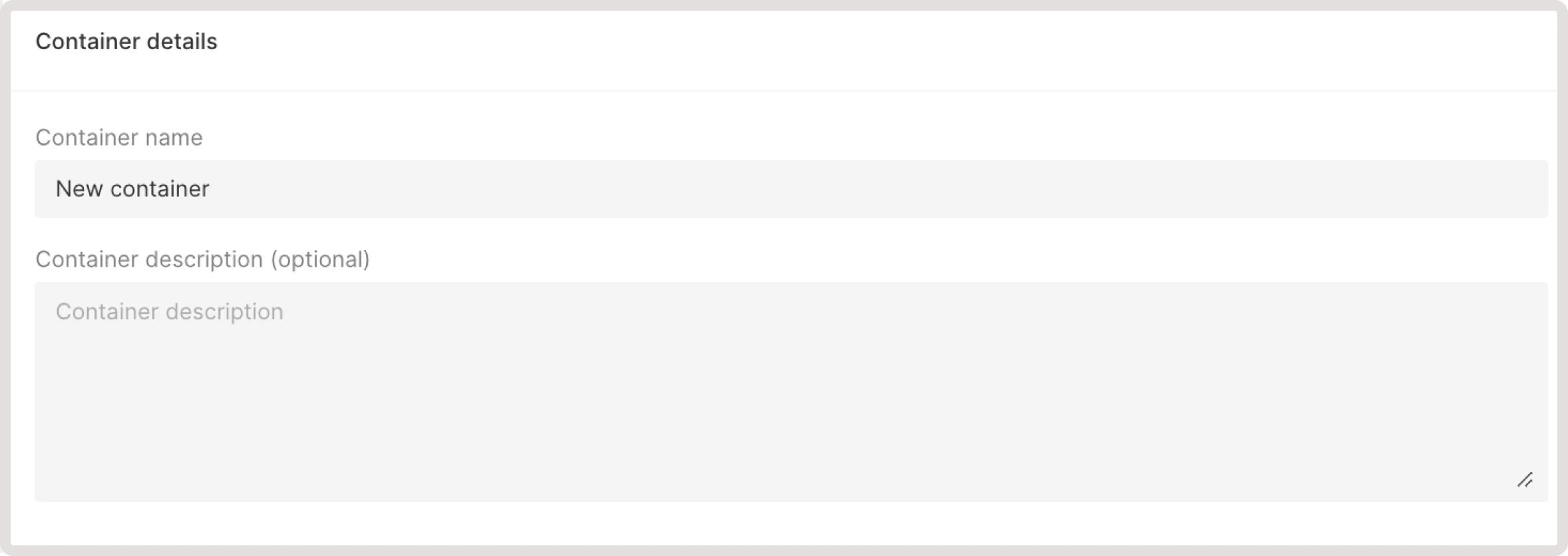 Container details settings