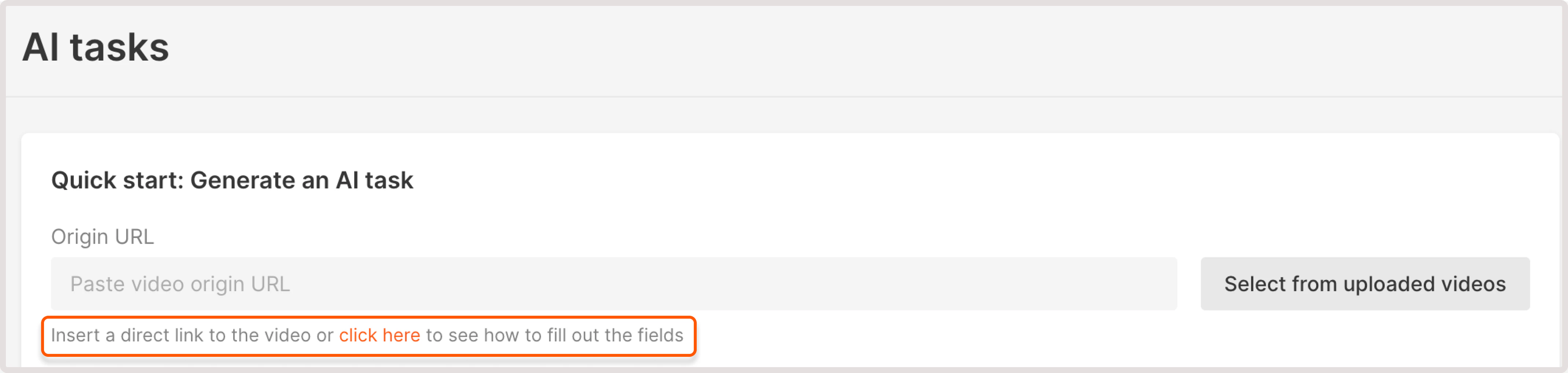 Example of the origin URL