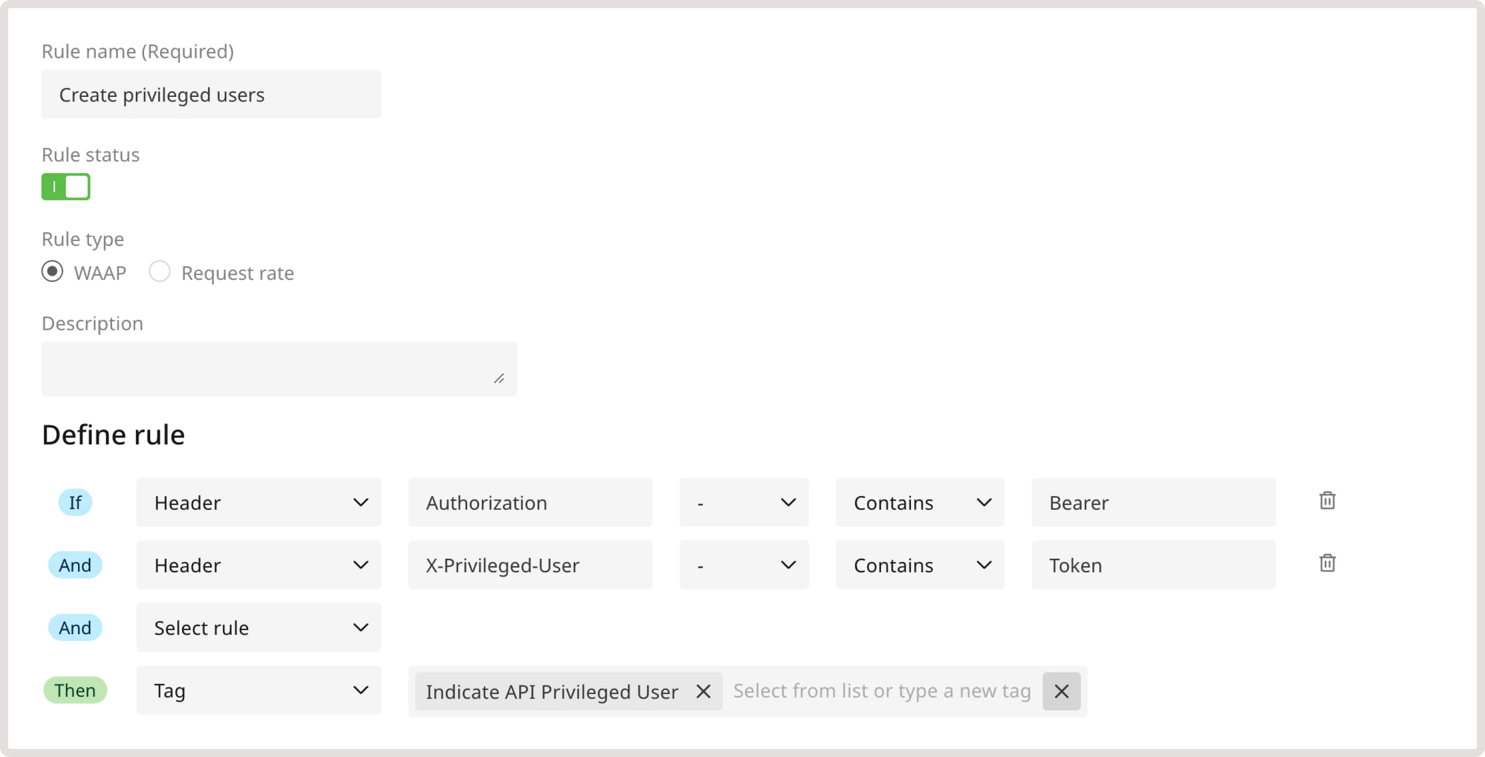 A custom rule to create privileged users
