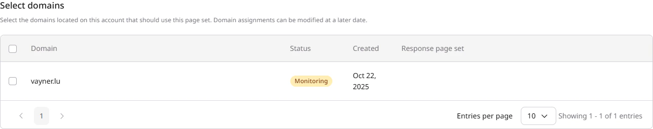 Add domains to a page set on the account level
