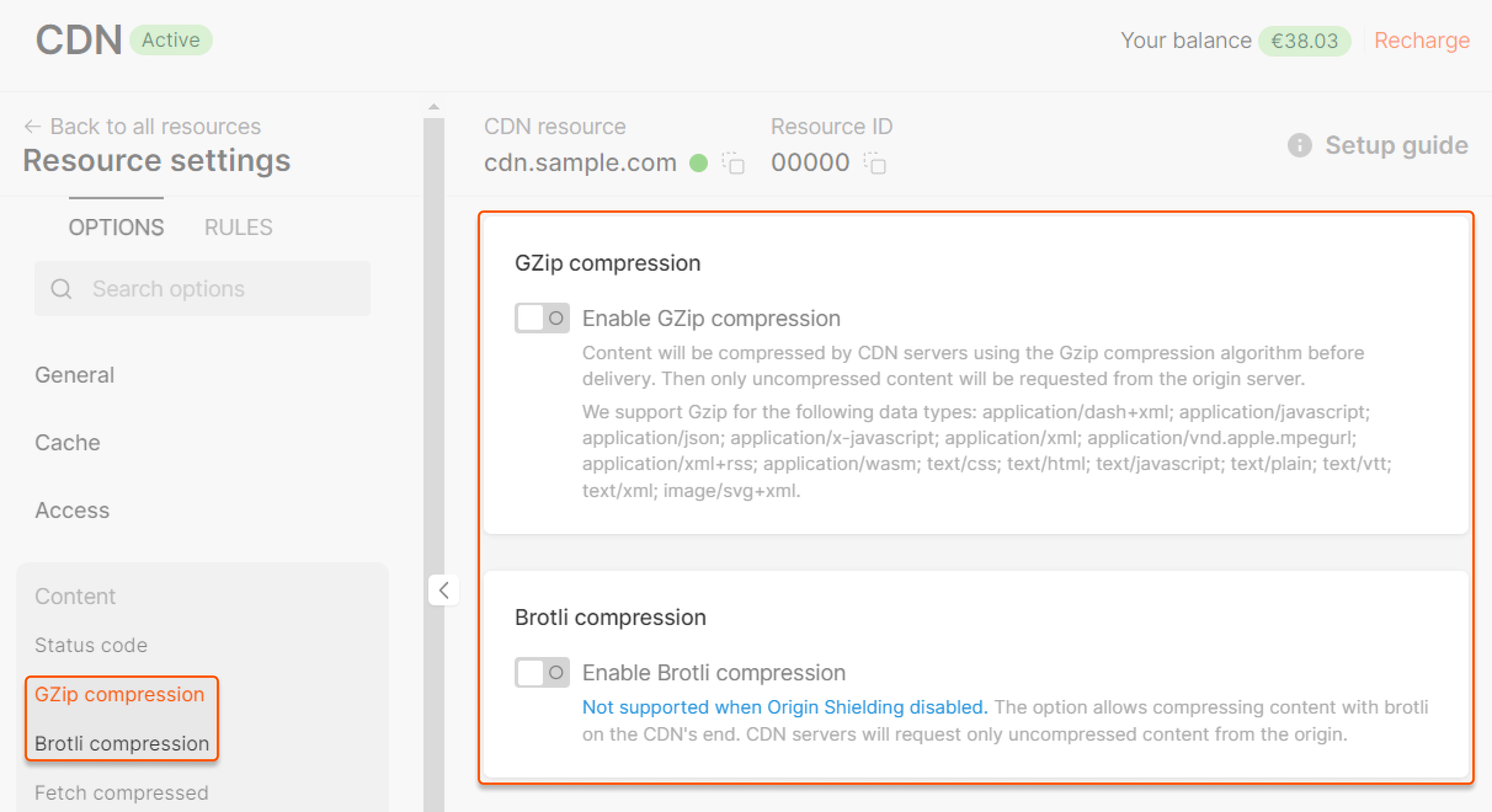 Gzip and Brotli compression