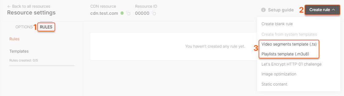 Cache settings for live streaming