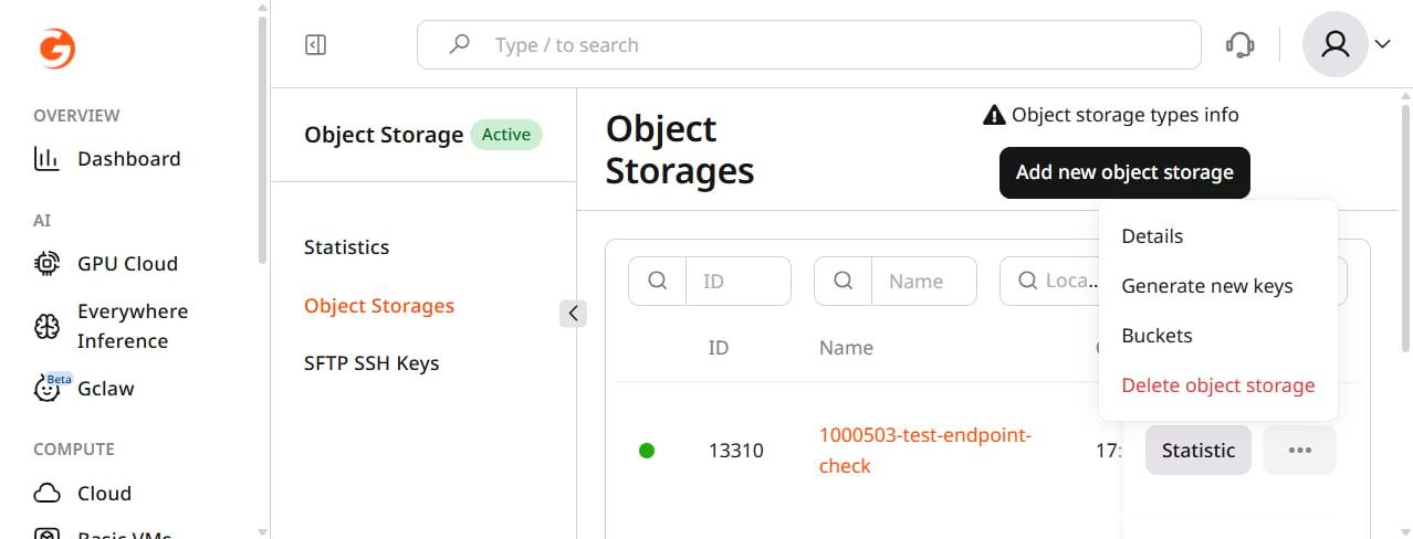 Delete storage