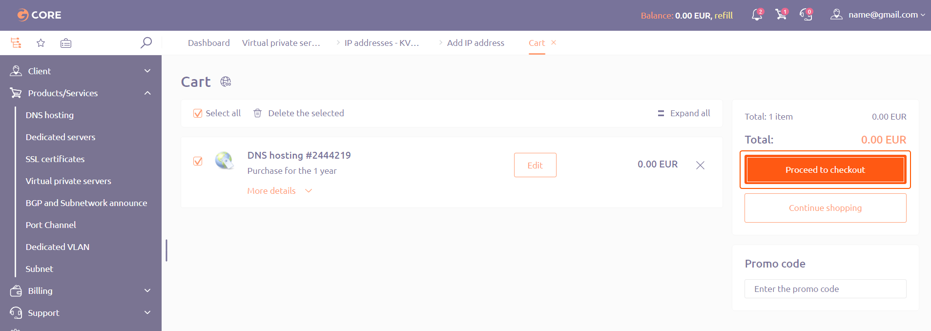 Proceed to checkout