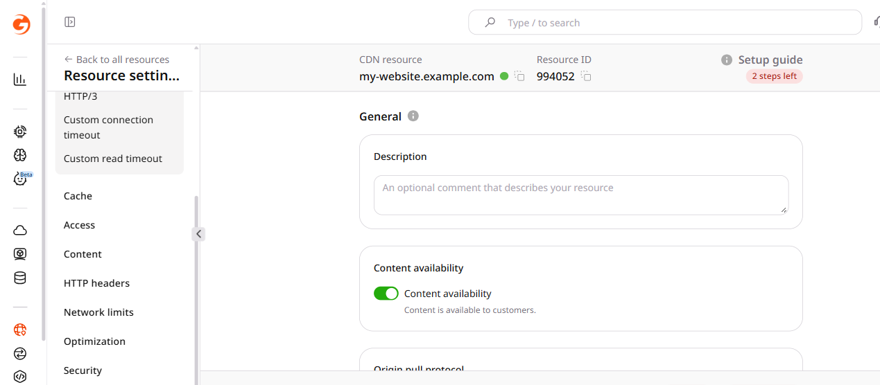 CDN resource settings showing FastEdge apps section with the top-level FastEdge checkbox