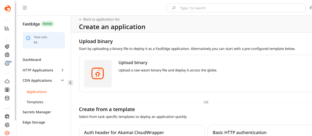 Create from a template section showing available template options
