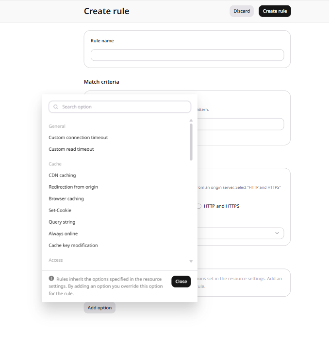Add option panel with available CDN options