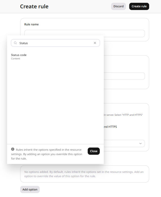 Status code option in the list