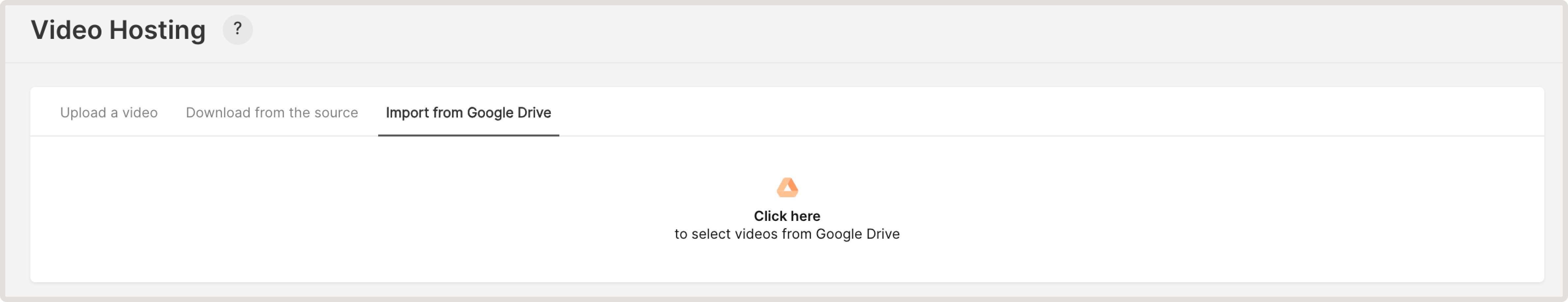 Video Hosting tab