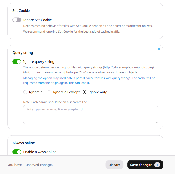 Ignore only mode with parameter text field
