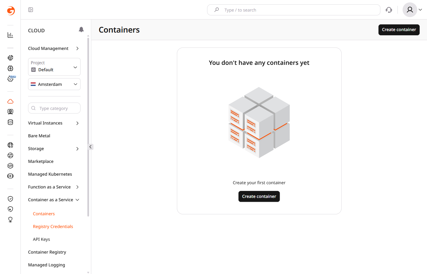 CaaS page in the Customer Portal