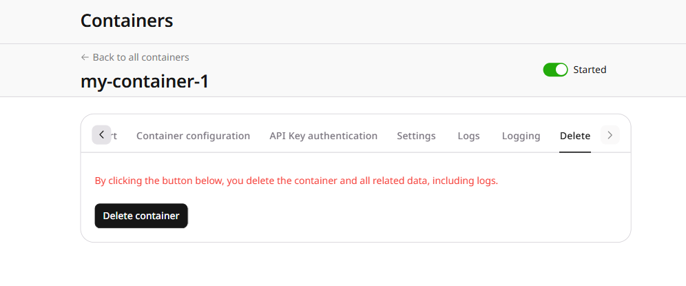 Container deletion