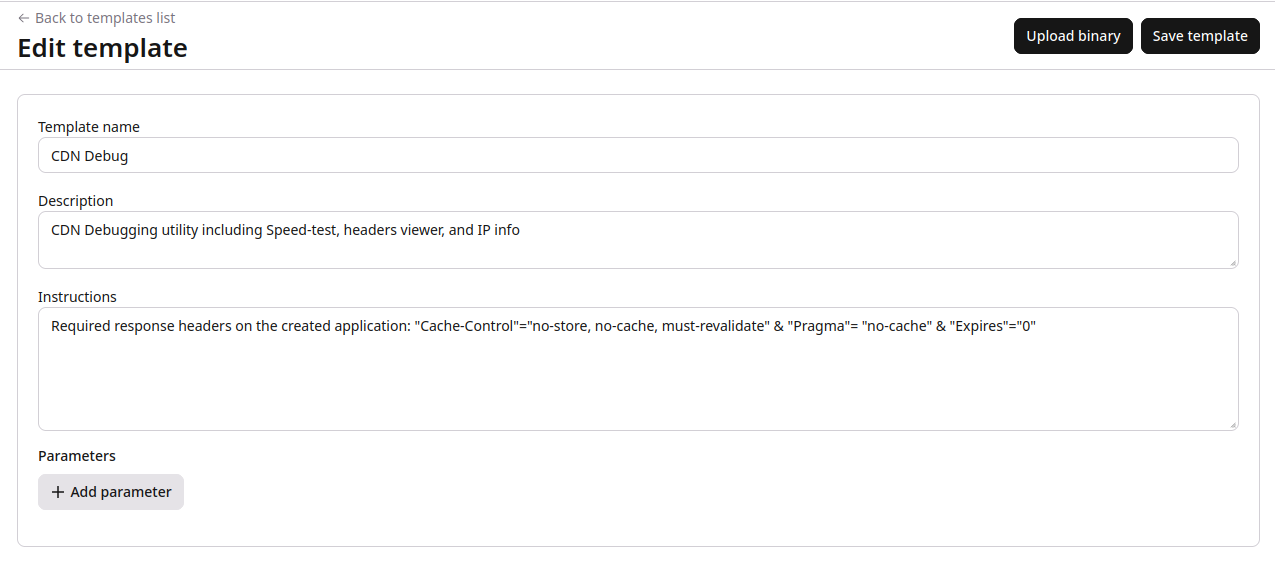 Edit template form