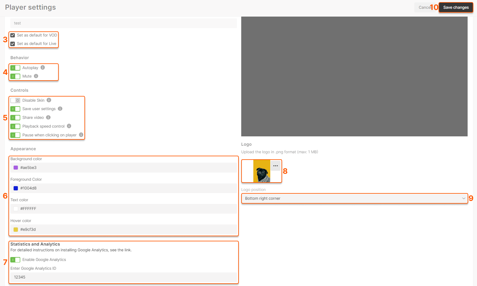 The configuration page