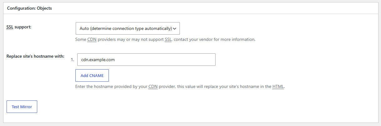 Replace site's hostname with field and Save Settings on the CDN page