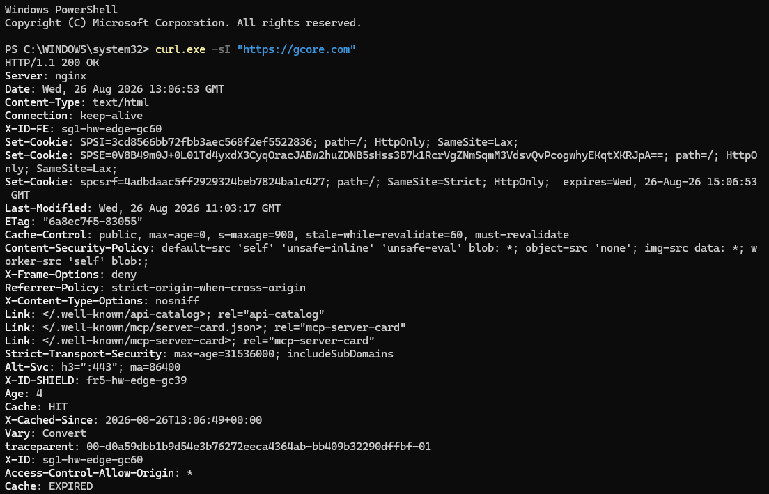 traceparent header in a curl response