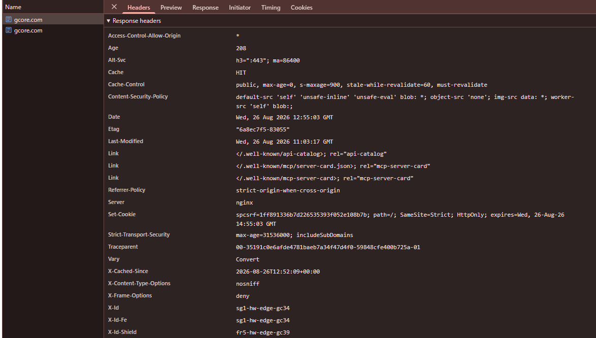 traceparent header in Chrome DevTools