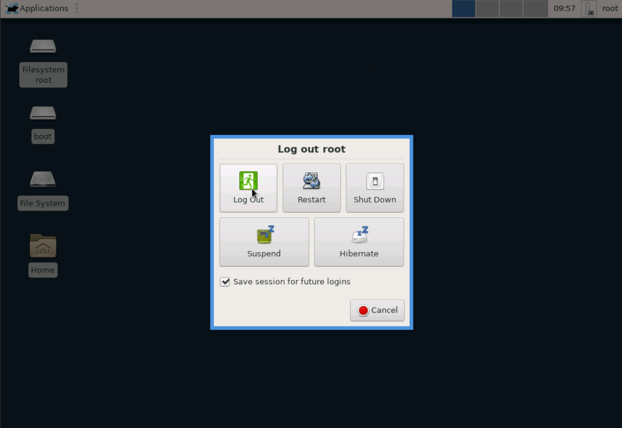 Log Out confirmation window