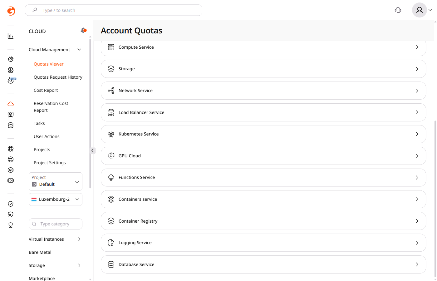 manage postgresql quotas request