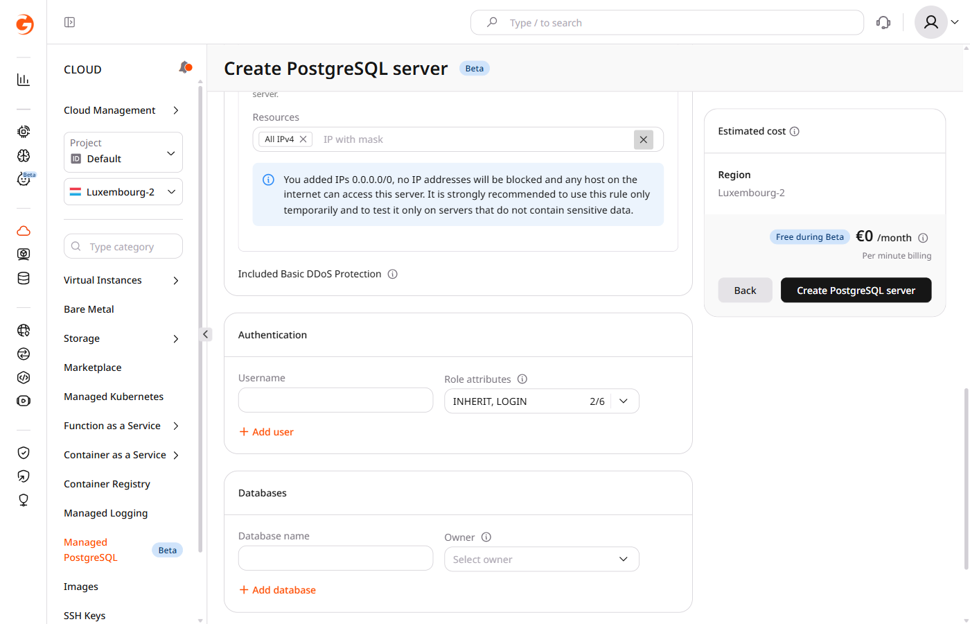 manage postgresql manage authentication