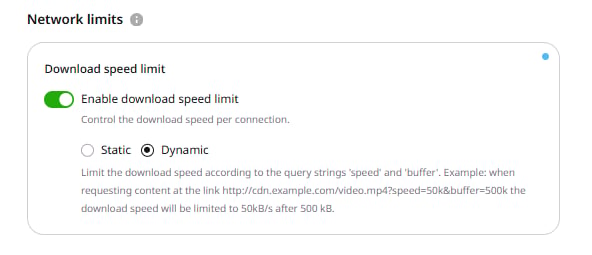 Dynamic mode description with speed and buffer query argument example