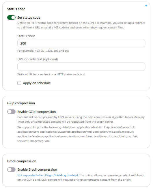 Enable the Set status code option