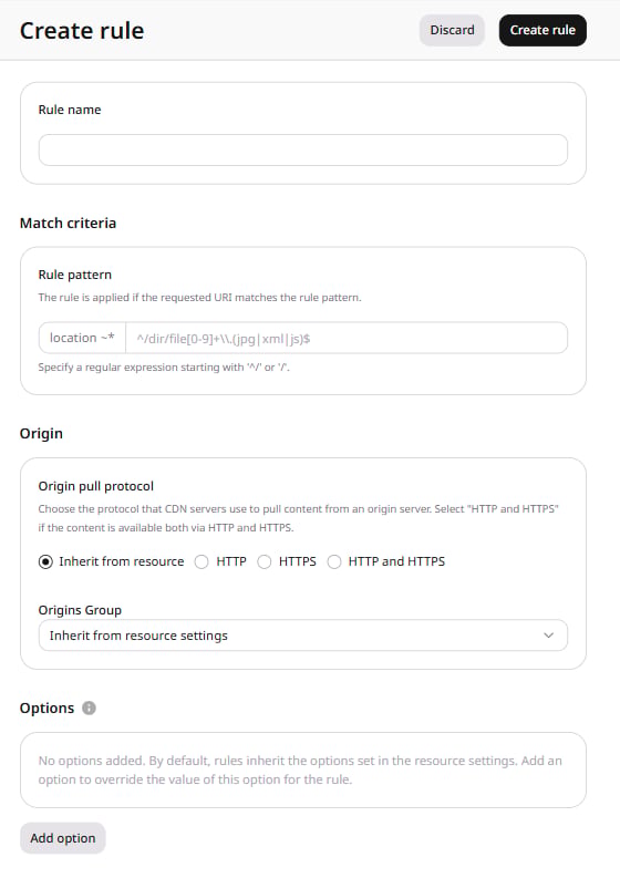 Add an option in the rule