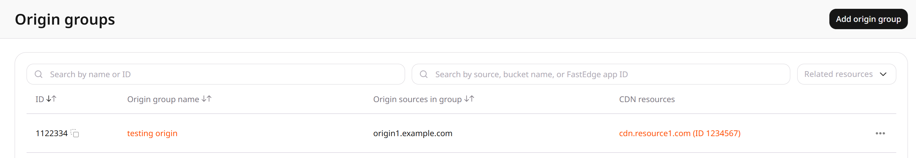 Origin groups page
