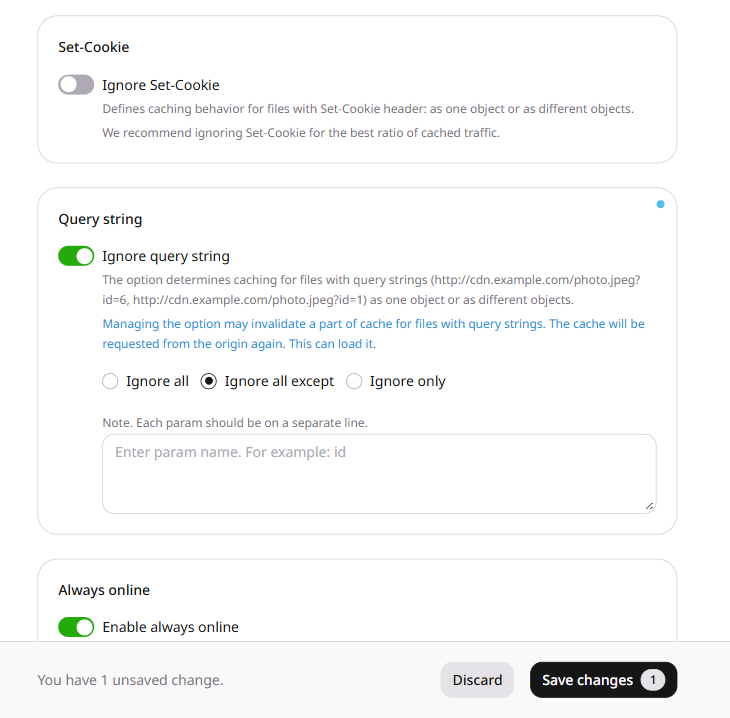 Ignore all except mode with parameter text field
