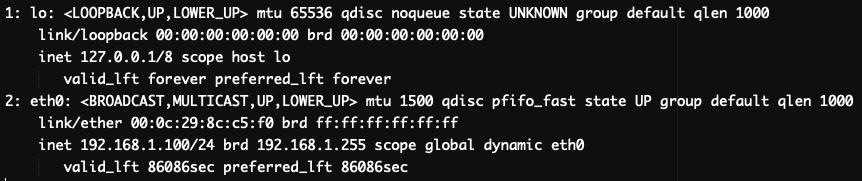 ip command output