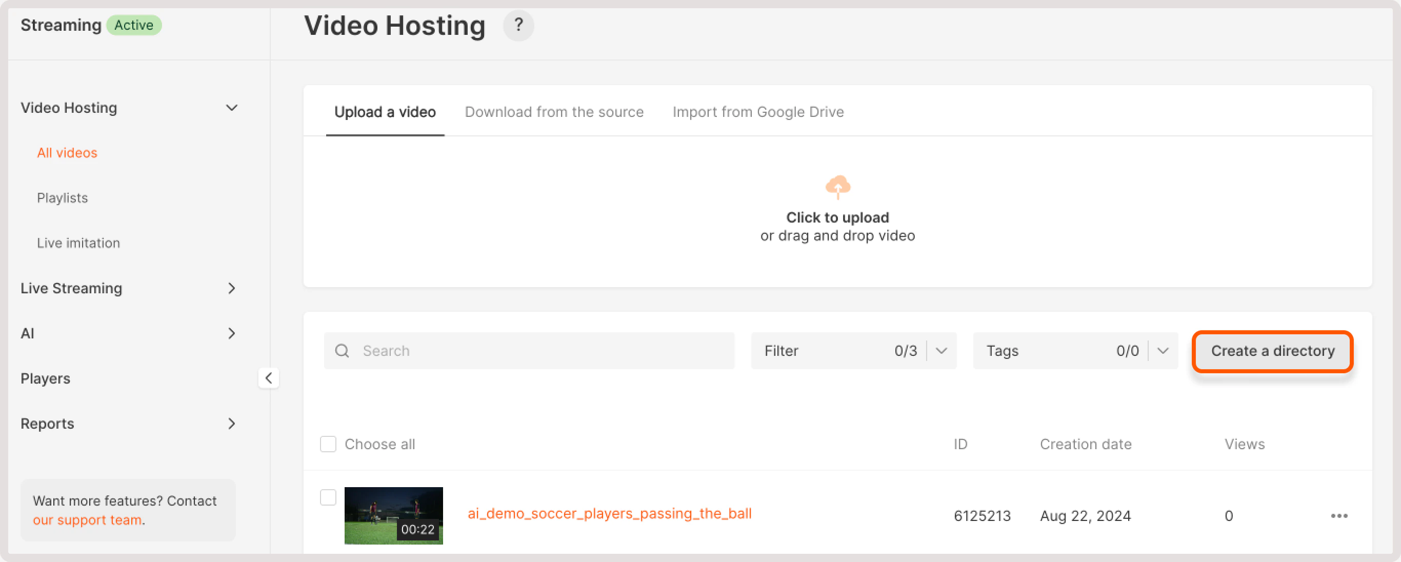 All videos page