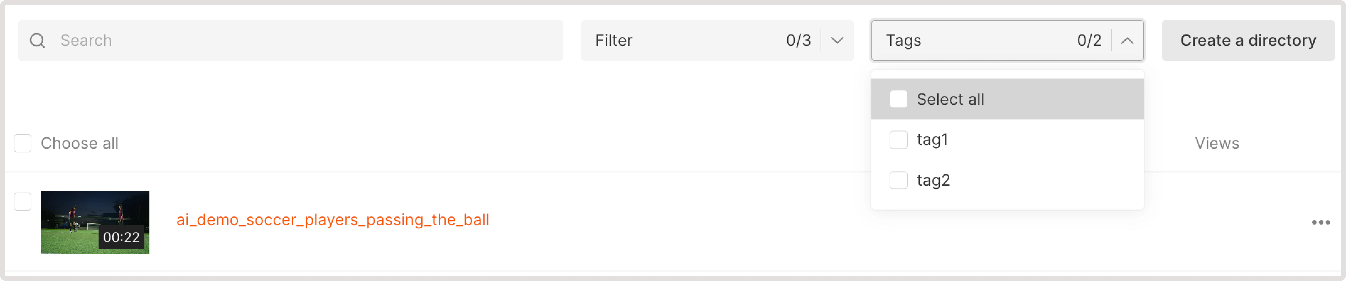 Filter videos by tags