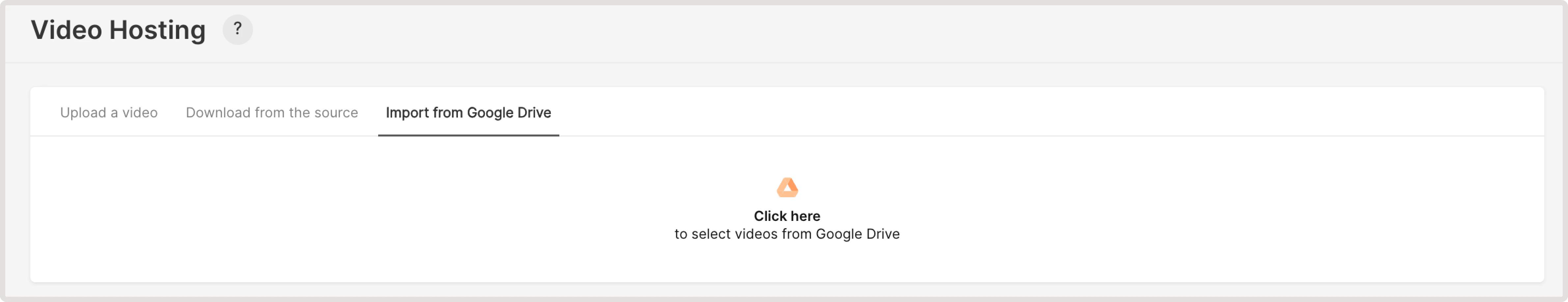 Video Hosting tab