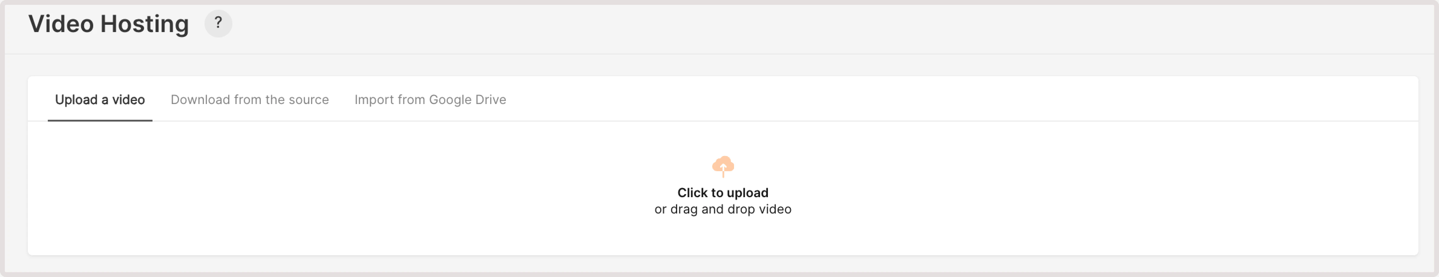 Video Hosting tab