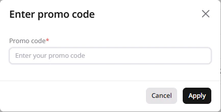 Enter promo code dialog