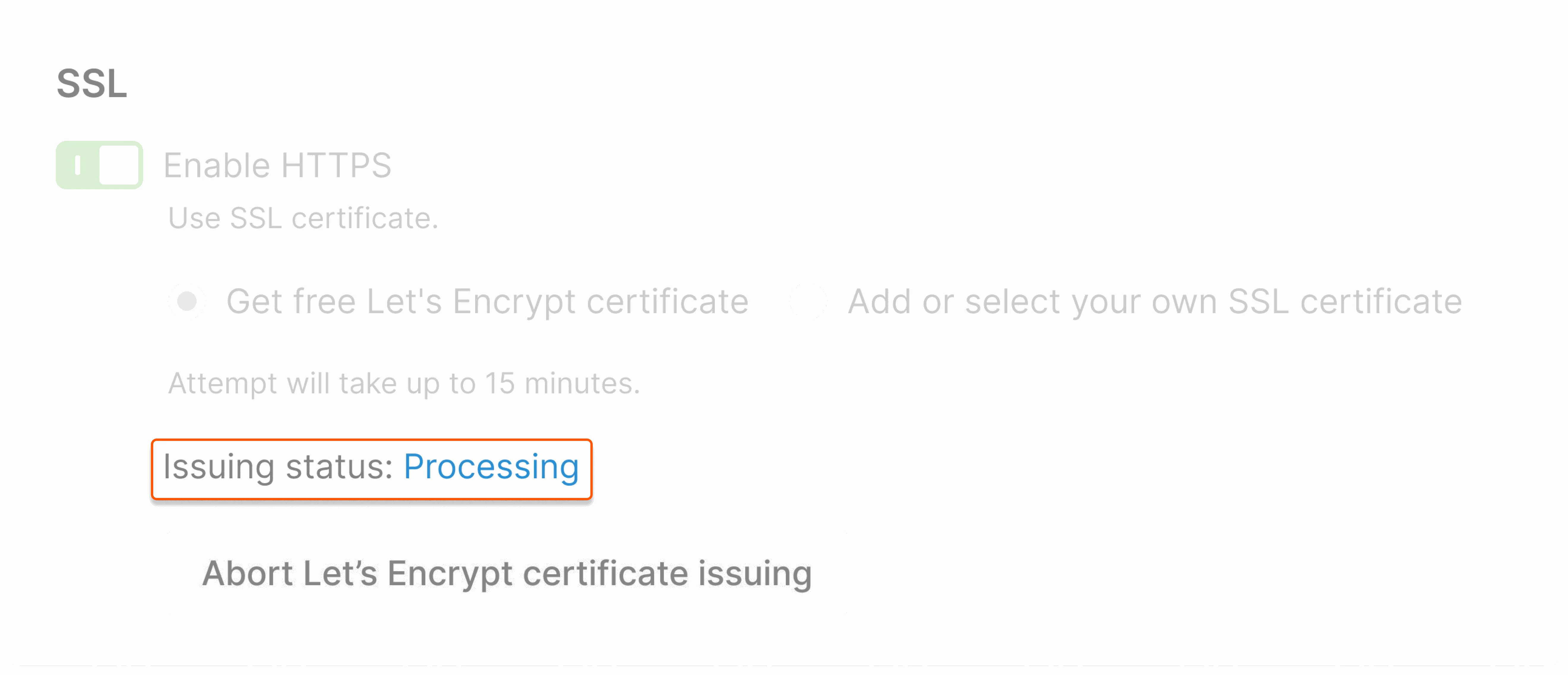 Processing status