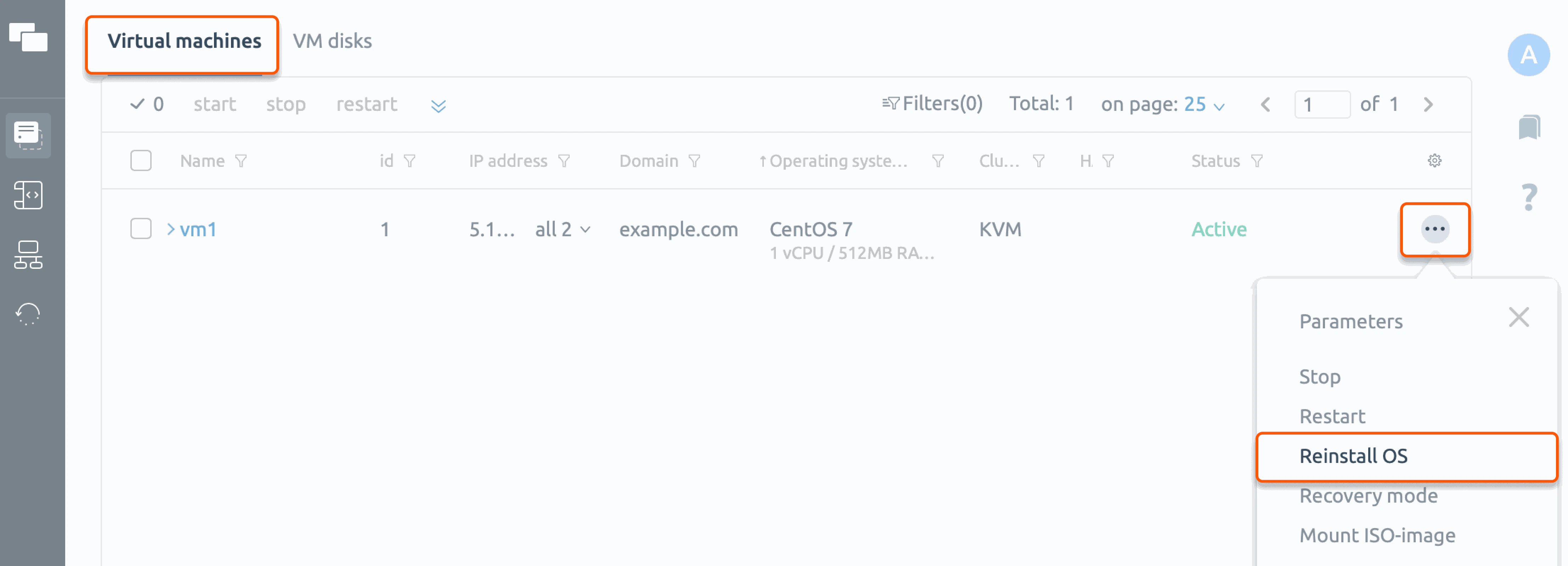 Virtual machines page