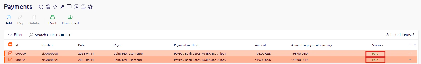 Payments