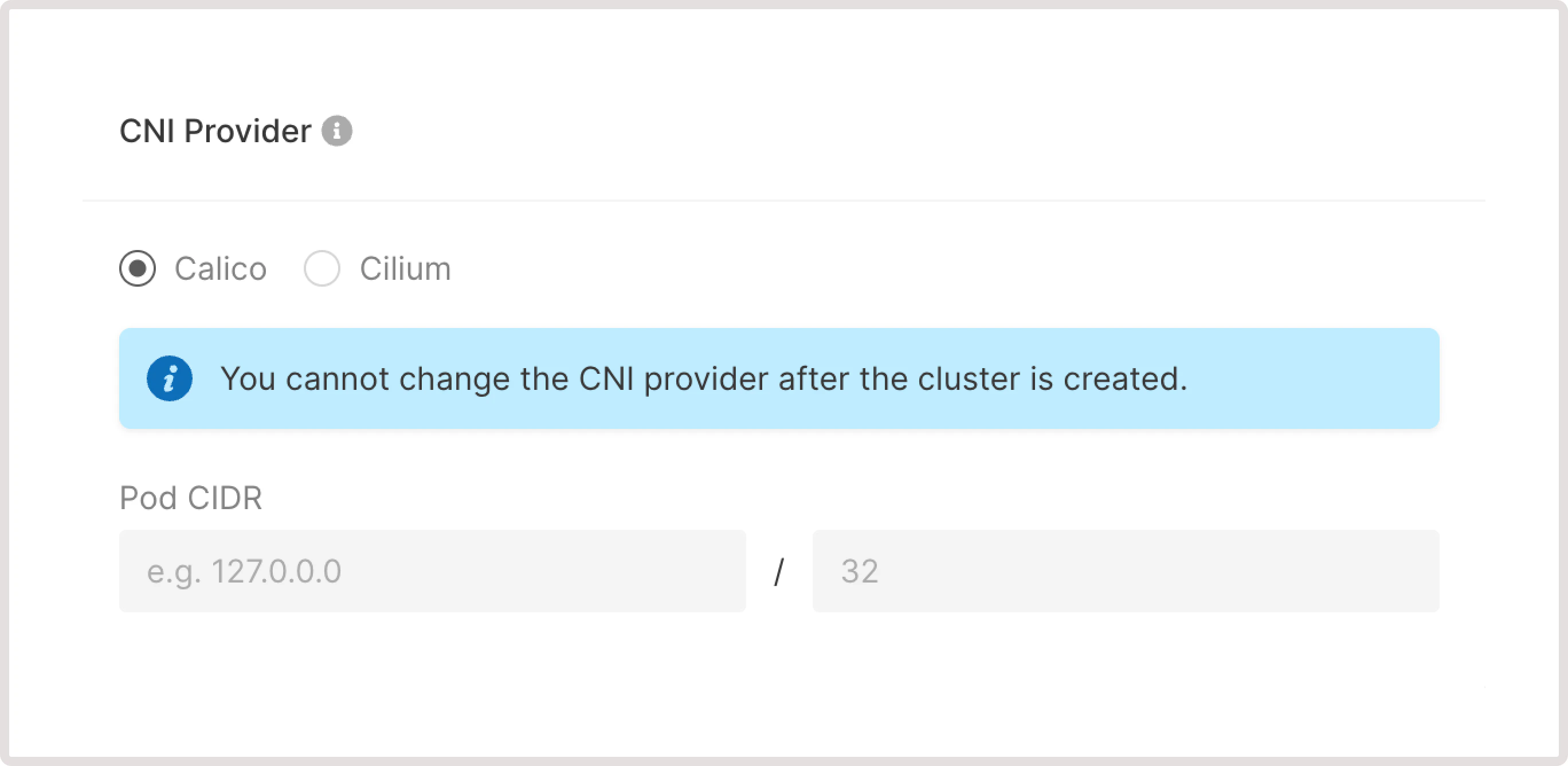 Enable CNI provider section