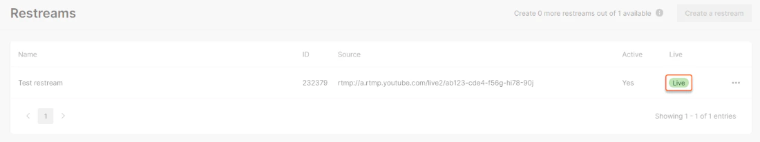 Restreams page