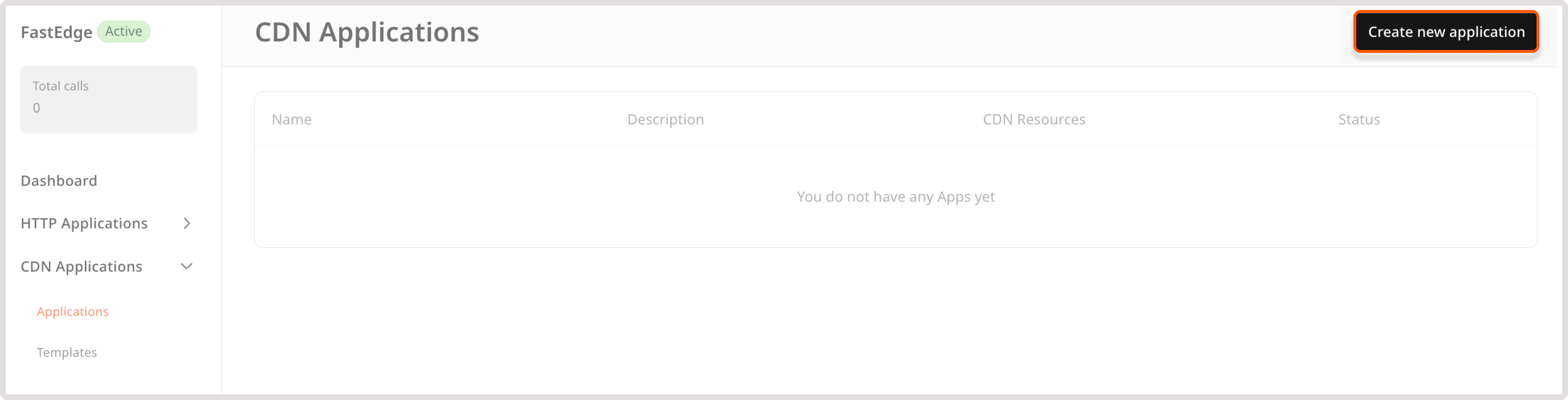 Create FastEdge application button