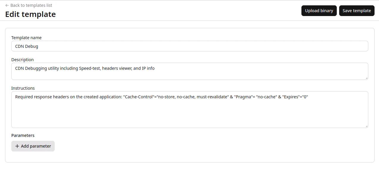 Edit template
form