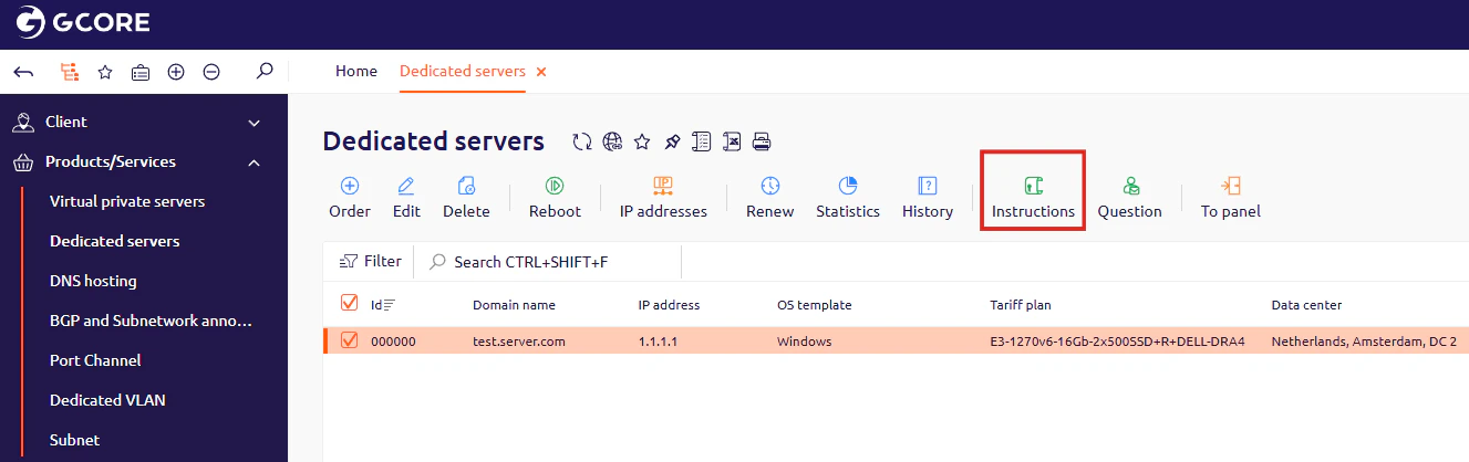 Connect to a Windows server