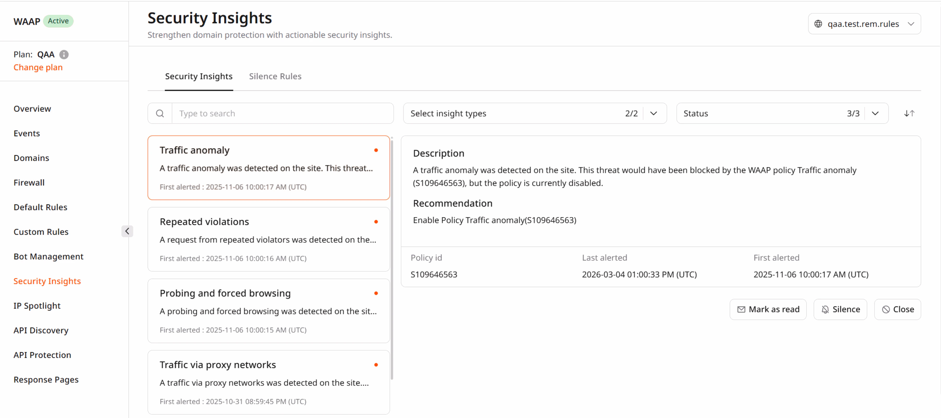 Security Insights page