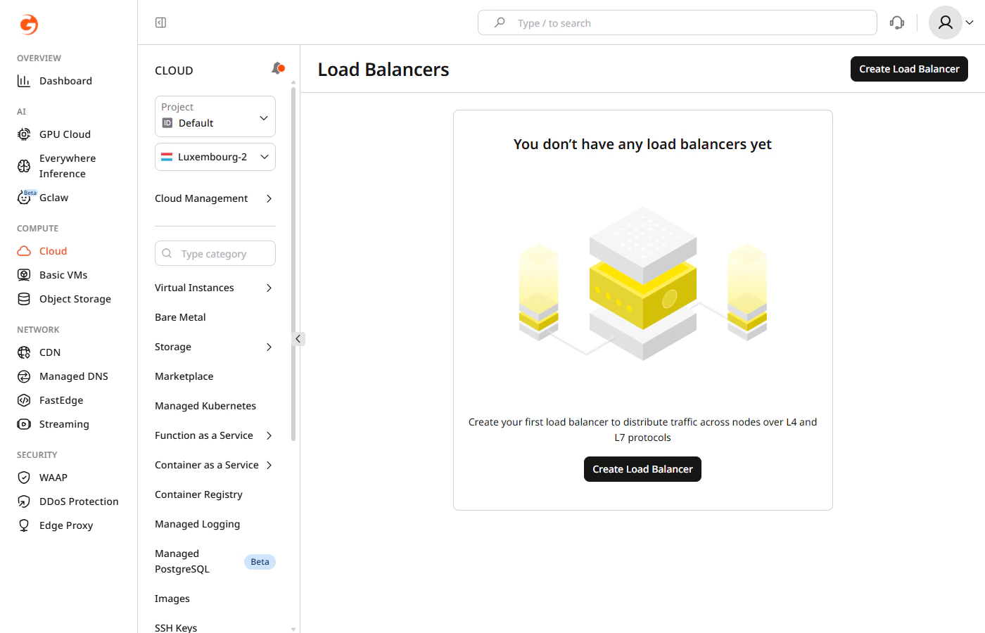 Initiate the process of Load Balancer creation