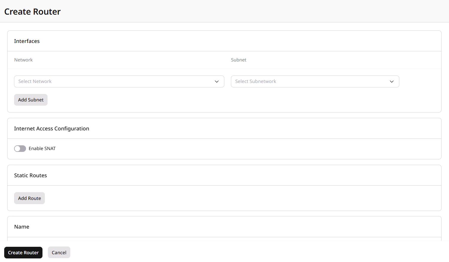 Create router form