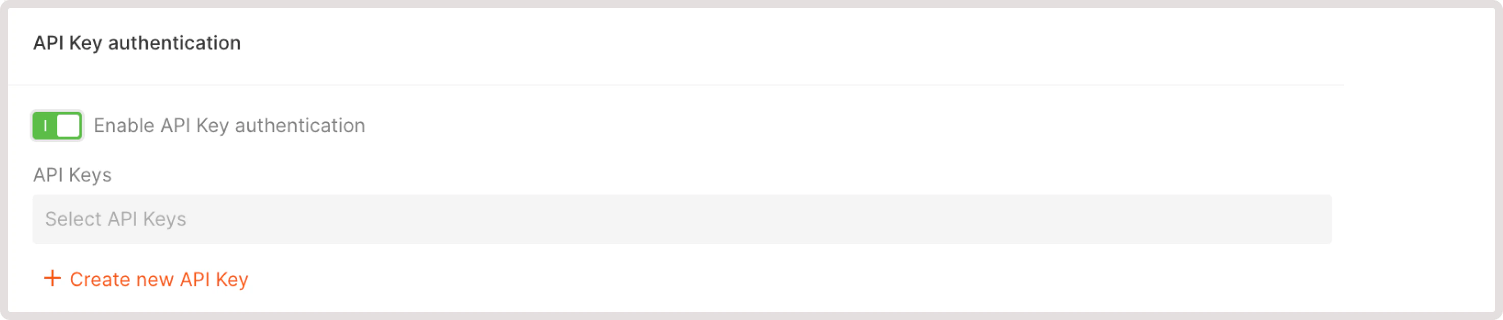 API keys settings